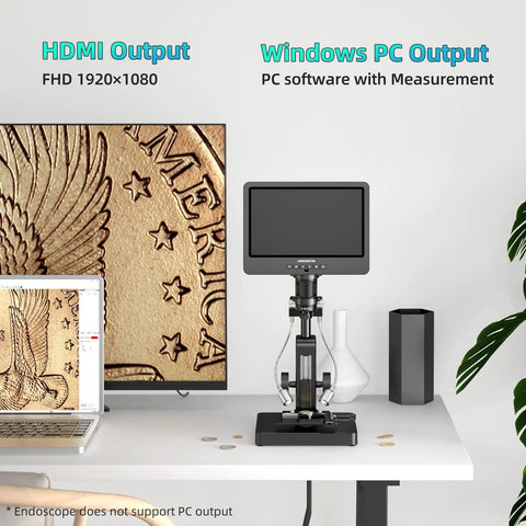 20X 5000X HDMI Digital Microscope With 5 Lenses, 2160P UHD Video, All In One Stereoscopic And Compound Lab Microscope For Coins Electronics Biology Soldering And Hobby Projects Handheld And Desktop Ready on monitor and laptop
