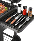 Versatile Silicone Grill Mat for Side Shelves with grilling tools, spices on Blackstone Weber Traeger Pit Boss Flat Top Grills