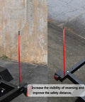 Red 27 Inch Snow Plow Marker Blade Guides Kit With Internal Steel Wire And 304L Stainless Steel Joint, installed on plow