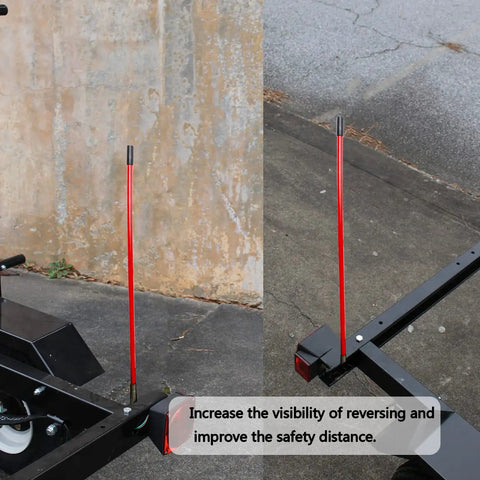 Red 27 Inch Snow Plow Marker Blade Guides Kit With Internal Steel Wire And 304L Stainless Steel Joint, installed on plow
