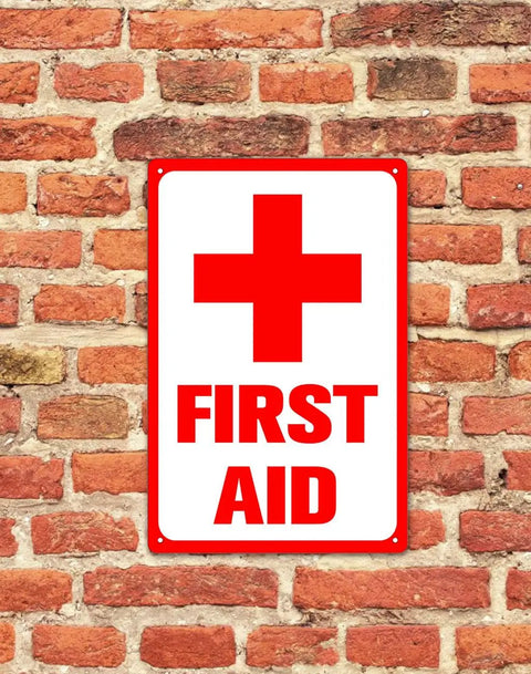 First Aid Sign 8x12 Inch Aluminum Safety Sign Built Tough For Heavy Duty All Weather Use Rugged And Weatherproof Rustproof