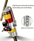 Beefed Up Heavy Duty Pneumatic Grease Gun Dispenser with solid core aluminum and high pressure gauge visible