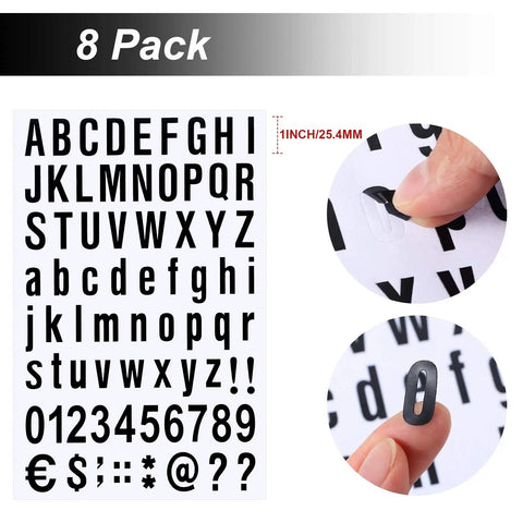 Self Adhesive Vinyl Letters And Numbers Kit 8 Sheets Black 1 Inch Characters 536 Pieces For Mailboxes Signs Windows Doors Cars Trucks Home And Business