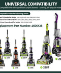 Universal compatibility graphic with PowerForce TurboClean vacuums 2910, 2987, and more, fits replacement part 1606428.