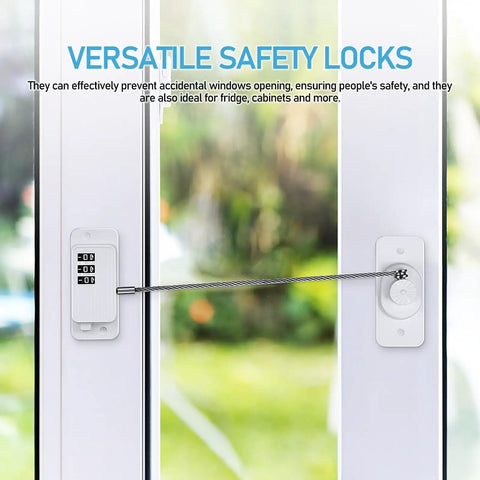 3 Pack Window Safety Limiters No Drill Easy Install ABS Shell And Steel Locking Straps For Cabinets And Windows Kid Safe Peaceful Home
