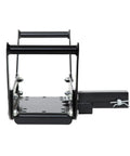 Winch Cradle For 2 Inch Receiver Hitch Built To Handle 8K To 12K Winches, Roller Fairlead Plate, front view, black steel