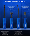 Brake spring tools from 32 Piece Dual Brake Tool Set For Disc And Drum Brakes With Caliper And Drum Tools, Pliers, Remover, Installer.