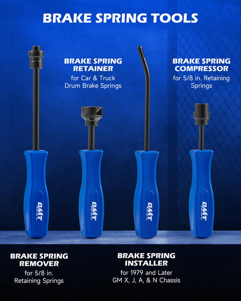 Brake spring tools from 32 Piece Dual Brake Tool Set For Disc And Drum Brakes With Caliper And Drum Tools, Pliers, Remover, Installer.