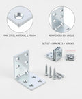 Steel L Bracket Set For Tackling Wobbly Furniture With 90 Degree Corner Braces For Shelves And Cabinets Includes Screws Set Of Four
