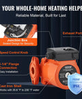 Heavy Duty Cast Iron Circulator Pump 33 GPM Hot Water Circulation Unit showcases junction box, speed control knob, and flange connection.