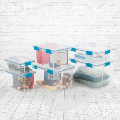 Built Tough 54 Quart Stackable Storage Bins Clear Plastic Totes With Airtight Gasket Seal And Secure Latching Lids 24 Pack Made In Usa Bpa Free Go The Distance Long Term Organizing Solution Keeps Clutter At Bay