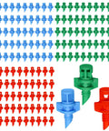 Pro Grade 150Pcs Drip Irrigation Emitters Kit with Micro Sprinkler Heads and Misting Nozzles for Plants in blue, green, red colors