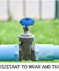 Gas Valve Handle Replacement Kit with blue aluminum alloy hexagon hand wheel on a cylinder regulator valve grip.