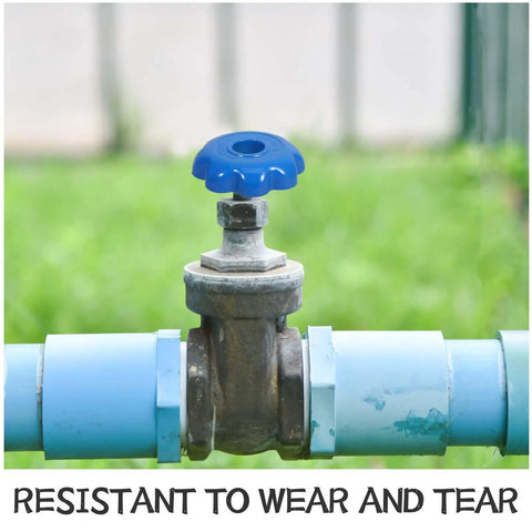 Gas Valve Handle Replacement Kit with blue aluminum alloy hexagon hand wheel on a cylinder regulator valve grip.