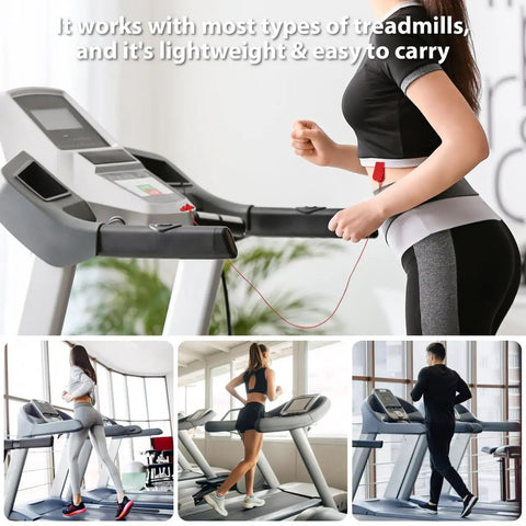 Person jogging on treadmill with Treadmill Safety Key With Magnet Lock Replacement Kit attached, showing emergency stop feature.