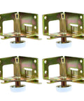 Solid Steel Adjustable Furniture Leg Levelers Set 10 Pieces with golden base and anti-shake floor protectors, close-up view