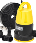 Powerful Submersible Sump Pump 5000 GPH High Flow With 25 Ft 1.5 Inch Discharge Hose Kit 1 HP Portable Utility Water Pump