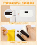 Mini Bag Sealer 2 In 1 Heat Sealer And Cutter With Rechargeable Battery And LED Display showing fridge magnet and cutting use