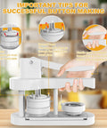 Pre Assembled Button Maker Machine With Free 58mm Discs No Sweat Setup Straight Out The Box Diy Badge Press Kit showing tips for button making.