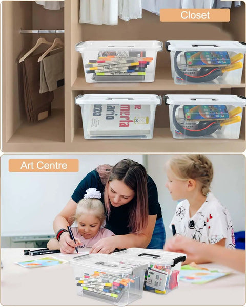 Clear Plastic Storage Bins With Lids 7 Quart Transparent Stackable Organization Containers Pantry Home And Office Game Changer Ditch The Hassle And Keep Every Shelf Clean Sweep Snag This 6 Pack