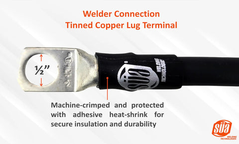 Beefy Welding Ground Clamp Lead Assembly With Flexible No 2 AWG Copper Cable 15 Feet showing terminal lug connector