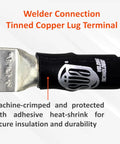 200 Amp Welding Electrode Holder Lead Assembly Terminal Lug Connector, tinned copper lug, Number 2 AWG 25 feet copper cable