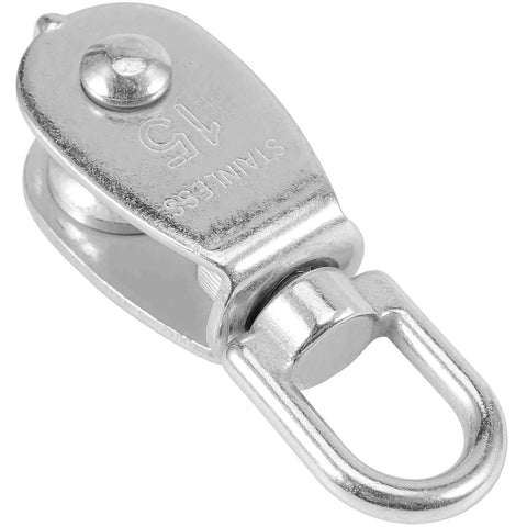 M15 stainless steel single pulley block with swivel hook, part of 20 Piece M15 Stainless Steel Single Pulley Block For Lifting And Towing