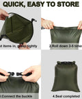 Instructions on sealing Ultralight 5 Pack Waterproof Dry Bags Set for Backpacking Hiking Camping Boating and Travel Small Stuff Sacks