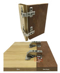 Solid Short Arm Inset Blind Corner Cabinet Hinges With Dead Silent Hydraulic Soft Close For Tight Nook Cupboards And Wardrobes 95 Degree Pivot Concealed 35mm Hardware Built To Last Pack Of Four, showing door and side panel installation.