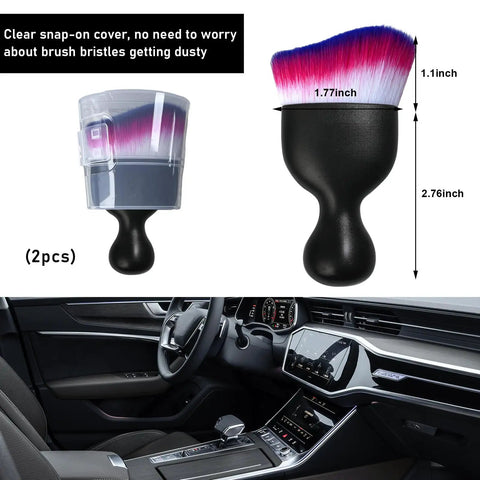 Two Piece Car Detailing Brush Set With Curved Soft Bristles For Dust Removal From Dashboards And Air Vents Universal Fit For Cars