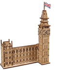 Big Ben 3D Puzzle Kit With 63 Pieces 7.12 Inch Brown Wooden Model Of Parliament Clock Tower DIY Wood Craft For Builders And History Buffs Dope And Easy Addictive Home Display Or Desk Decor