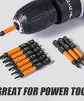 10 Piece Magnetic Triangle Screwdriver Bits Set with 2 Inch Long S2 Steel Triangle Heads, 1/4 Inch Hex Shank, shown with drill
