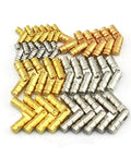 Concealed Furniture Hinges Set 50 Pcs Gold And Silver Mini Cylindrical Hinges With Screws For Jewelry Boxes Cabinets And Folding Doors Retro Style Track Design For Smooth Quiet Open Close. Close-up view of gold and silver hinges
