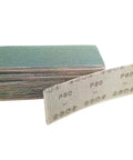 50 Pieces Of 70x198mm Dry Mesh Sandpaper Sheets stacked with one showing, ideal for car paint putty and woodworking projects.