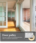 Heavy Duty Guide Pulley Roller Replacement Wheel For Sliding Barn Doors And Cabinets Featuring Rock Solid Construction And Smooth As Butter Silent Glide Action shown in sliding door setting.