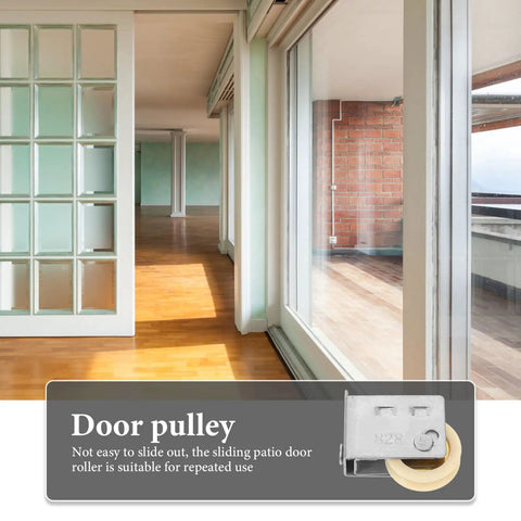 Heavy Duty Guide Pulley Roller Replacement Wheel For Sliding Barn Doors And Cabinets Featuring Rock Solid Construction And Smooth As Butter Silent Glide Action shown in sliding door setting.
