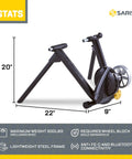 M2 Smart Indoor Bike Trainer With Zwift Compatibility, No-Fuss Wheel On Mount, dimensions 20x22x9 inches, steel frame, black