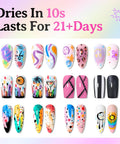 Vibrant designs using 24 Colors Dual Ended Nail Art Pens Set With Quick Dry Acrylic Paint Markers 0.7mm Fine Liner Brush And 1.5mm Dotting Tool