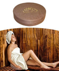 Memory Foam Sauna Bench Cushion With High Resilience Support for inside shower bench, brown color with lotus design.