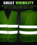 Front and back view of High Visibility Reflective Safety Vests 40 Pack Mesh Security Vests For Men And Women Neon Bulk Set