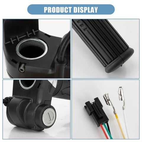 Half Twist Throttle For 22mm Handlebars 48V With LED Display And 2 Lock Keys Ideal For Ebikes Motorcycles And Scooters Easy Install And Precise Power Control For 48V Systems Compatible With Most 48V Electric Bikes
