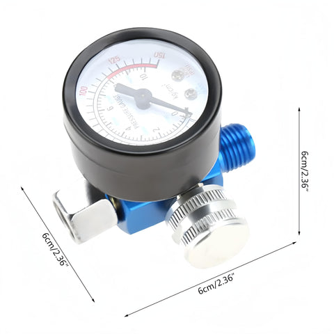 Inline Quarter Inch Pro Grade Mini Air Regulator Kit For Spray Guns With Pressure Gauge, Adjustable 0 To 150 PSI