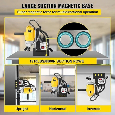 Badass Portable Magnetic Core Drill Powered By A Beast Mode 750W Copper Motor And Rock Hard 8500 Newtons Hold for secure steel drilling.