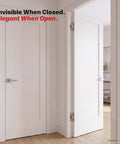 Sleek Concealed Door Hinges In Satin Nickel Finish Featuring A Zero Gap Flush Mount Design With Full Mortised Installation, elegant doors