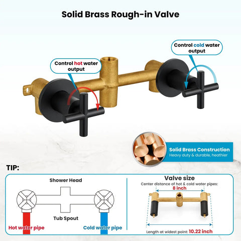 Upgrade Your Bathroom With This Gotonovo 2 Handle Tub Shower Faucet Set Featuring Dual Head System And Polished Chrome Finish For A Sleek Modern Look That Will Totally Freshen Up Your Daily Routine. Solid brass rough-in valve, 8-inch size