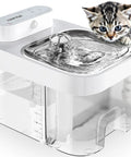 Cat Water Fountain Wireless Automatic Pet Water Dispenser With 101oz Large Capacity for indoor cats, compact white design with kitten