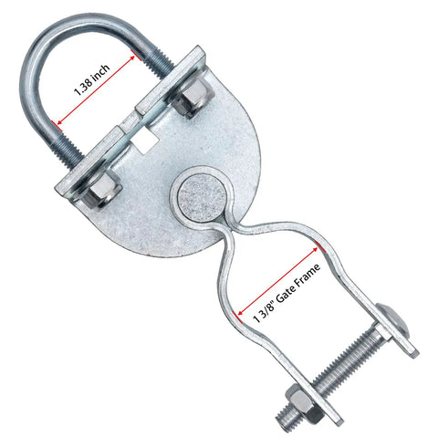 Heavy Duty 2 Pack T Post Gate Hinge Kit With One And Three Eighths Inch U Bolt Clamps Built To Last metal hinge detail