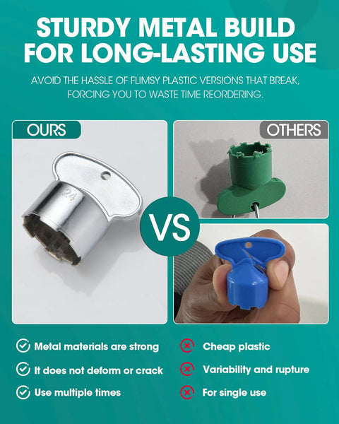 Comparison of Badass Heavy Duty Four Piece Metal Faucet Aerator Removal Tool Set against plastic tool for durability.