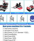 Akeydiy Pro 8 In 1 Heat Press Machine Sublimation System 12 By 15 Inch with various attachments for custom apparel crafting.