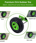 Close-up of green EVA rubber tire on Kids Off Road Pedal Go Kart With Adjustable Seat Dual Safety Brakes EVA Rubber Tires